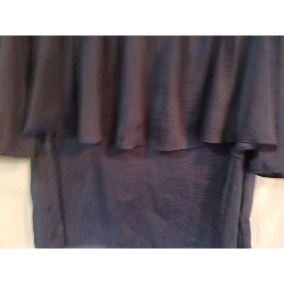 Jennifer Lopez Sheer-Ruffle Blouse -lined-3/4 Sleeve-Navy Blue-W/Large-Pullover - Picture 5 of 16